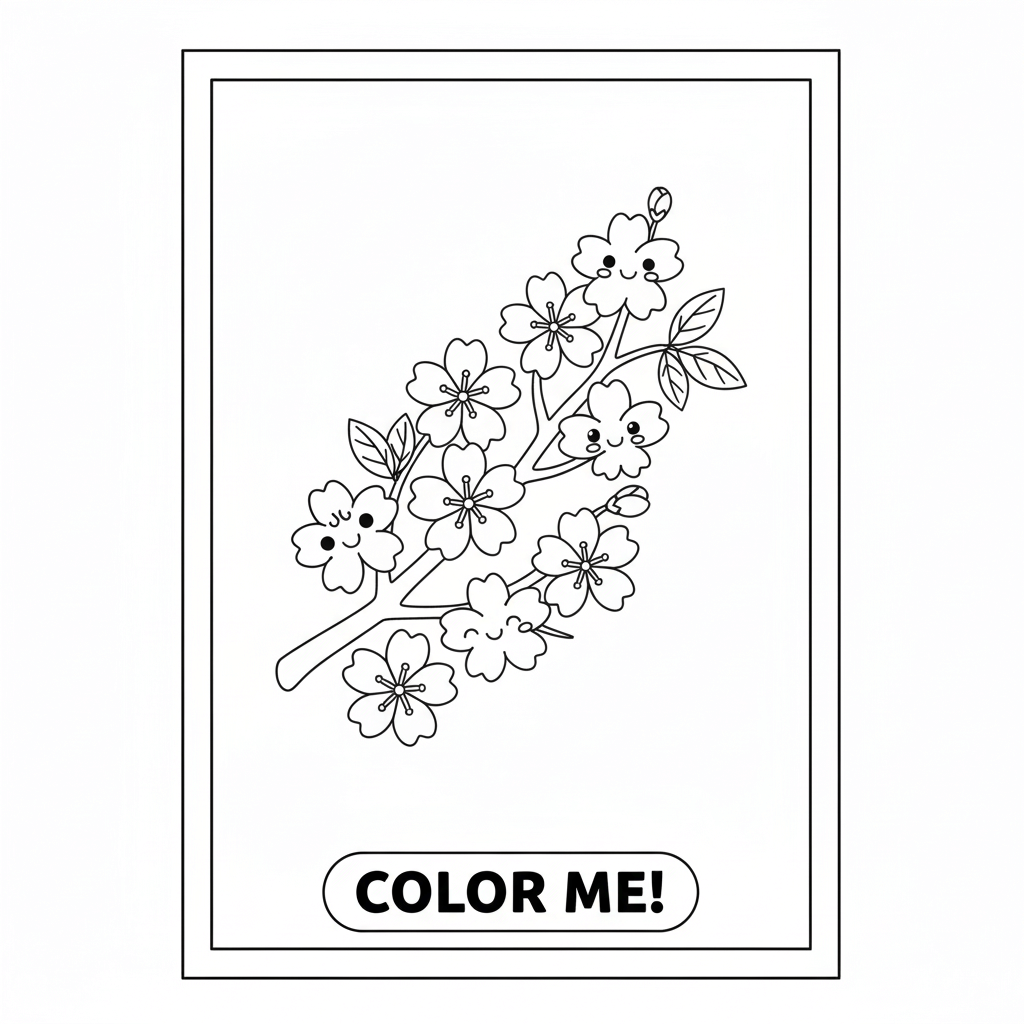 Cherry Blossom Coloring Page