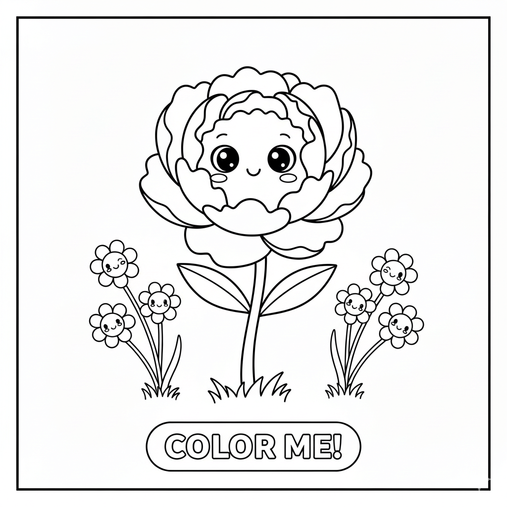 Peony Coloring Page