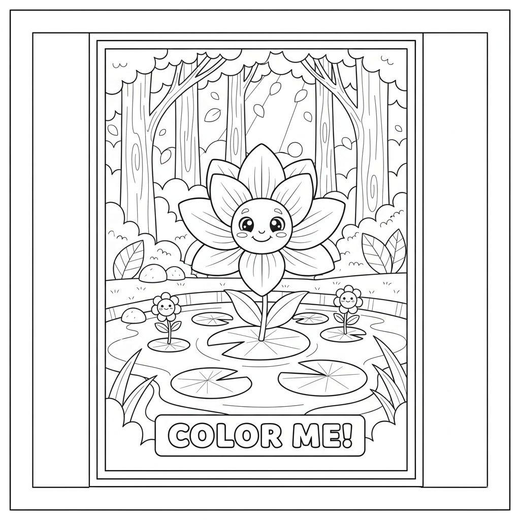 Water Lily Coloring Page