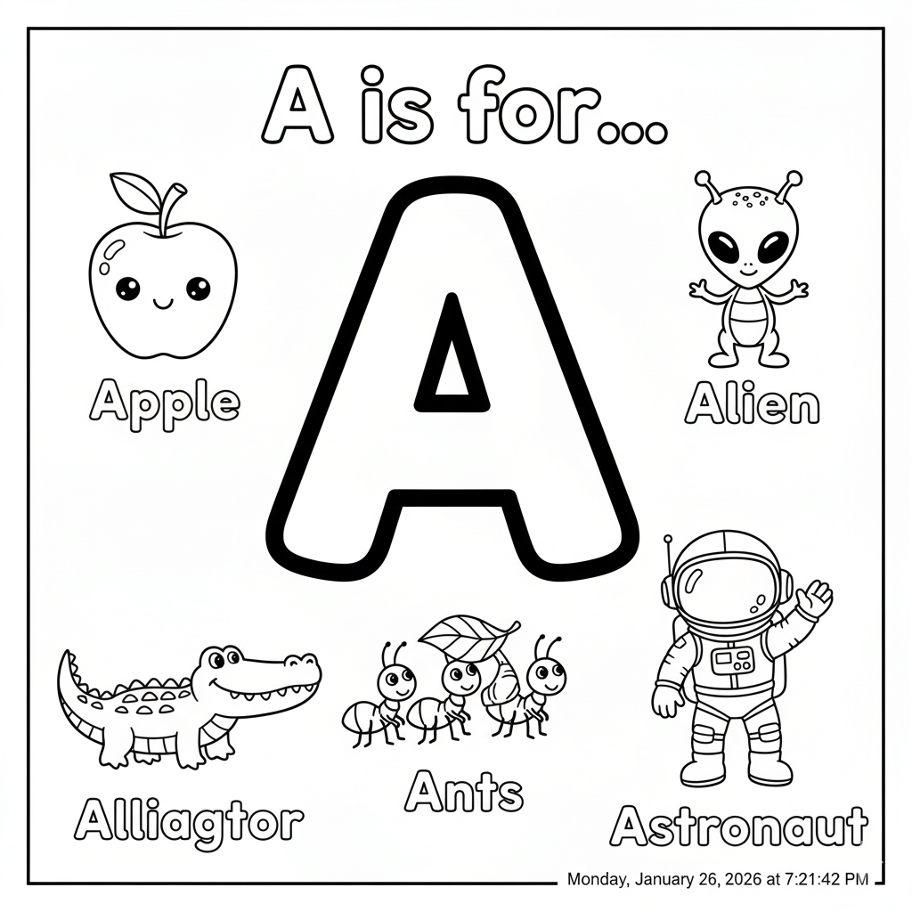 Letter A Coloring Page