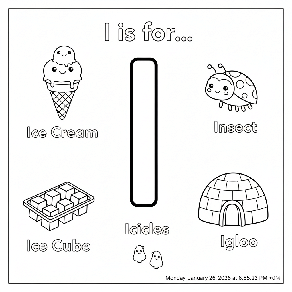 Letter I Coloring Page