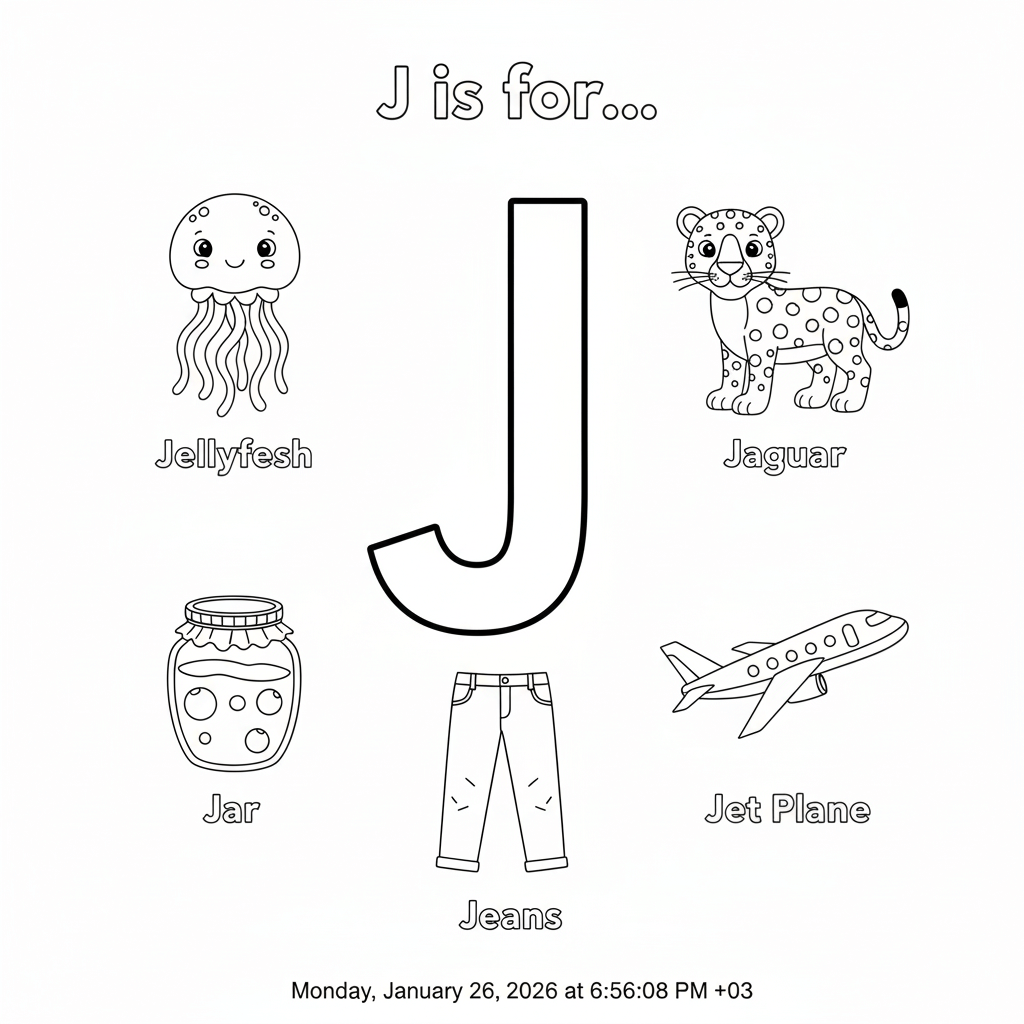 Letter J Coloring Page