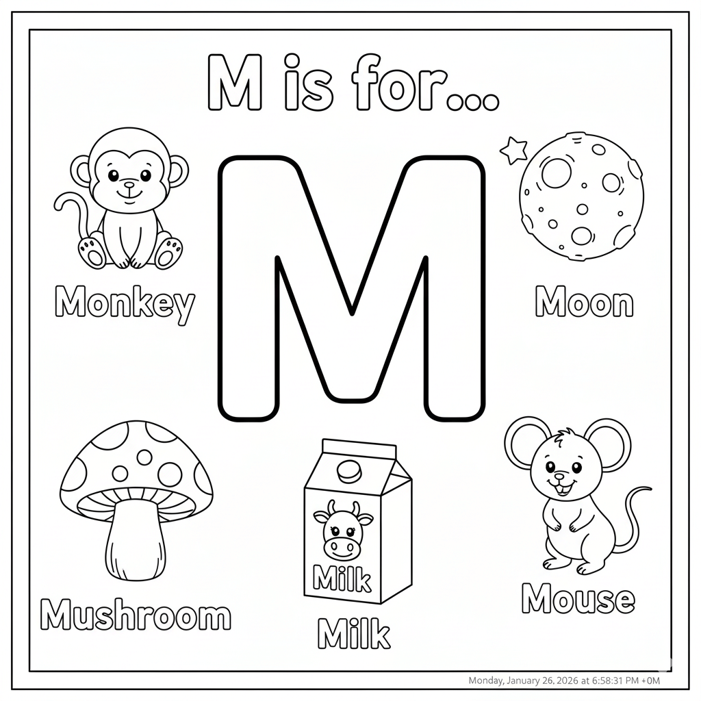 Letter M Coloring Page