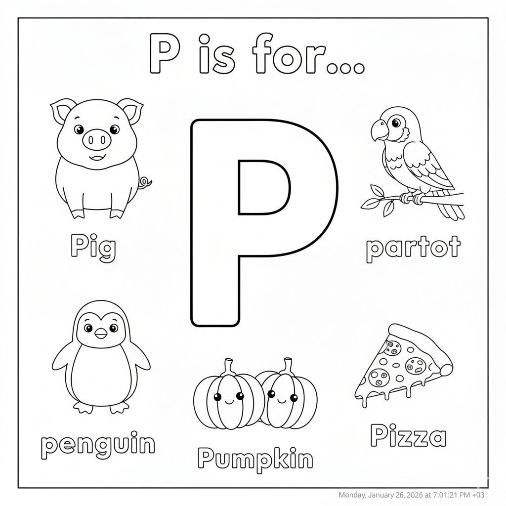 Letter P Coloring Page