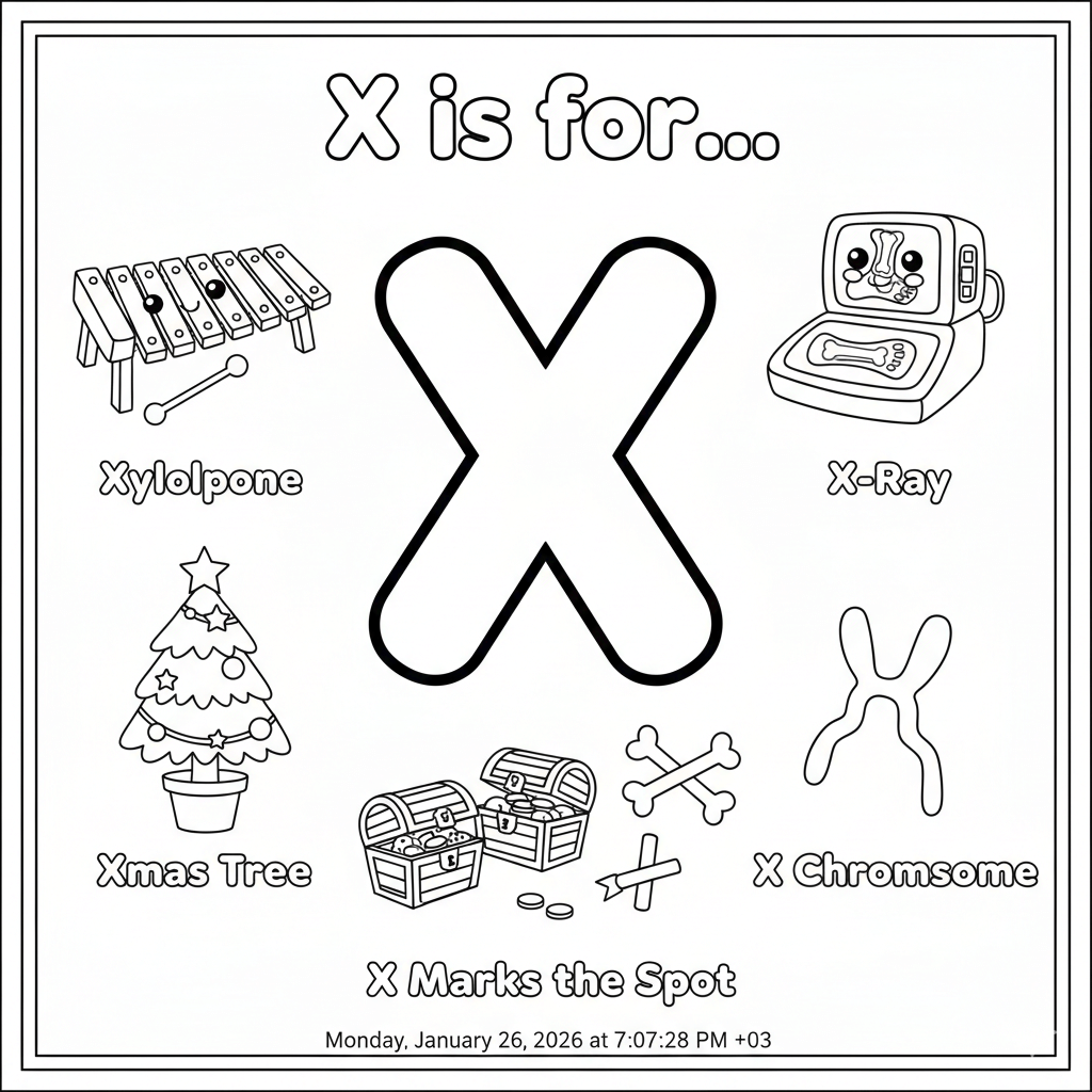 Letter X Coloring Page
