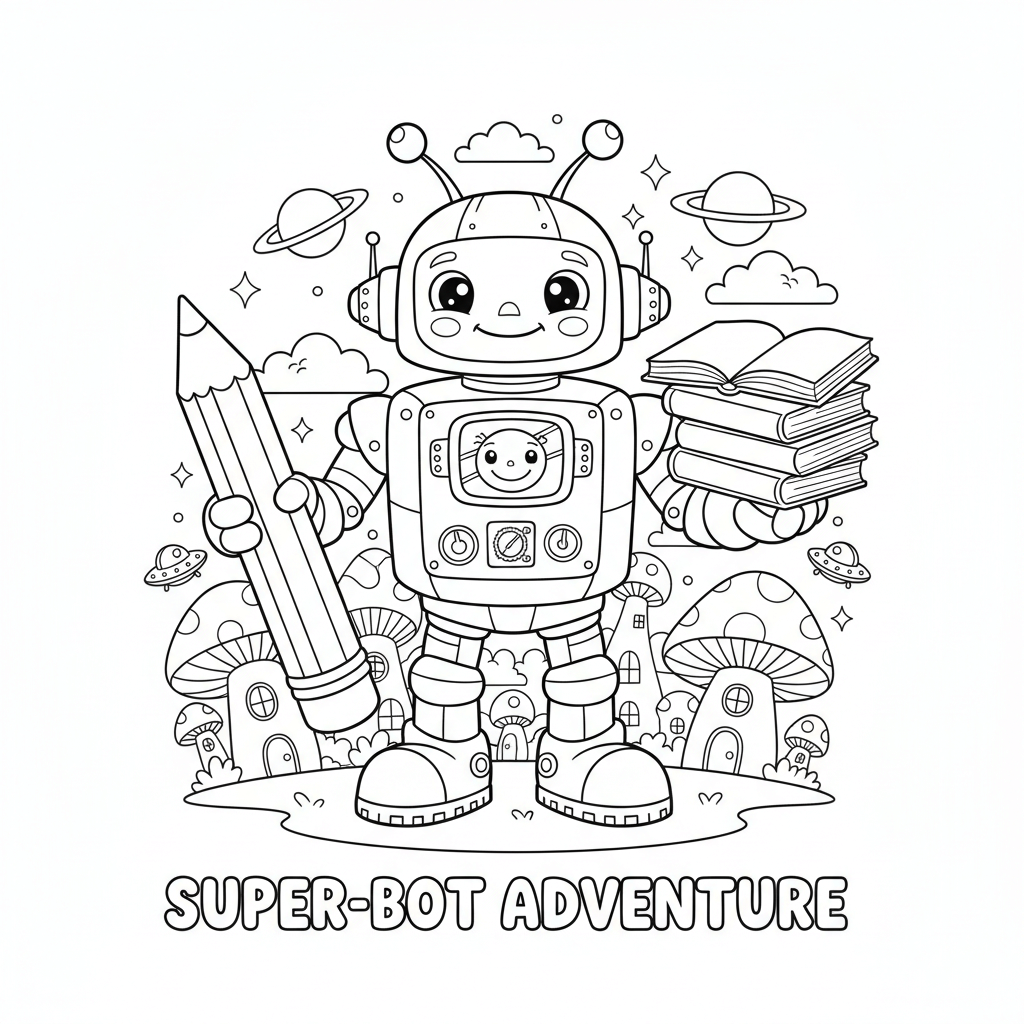 Cute Robot Coloring Page