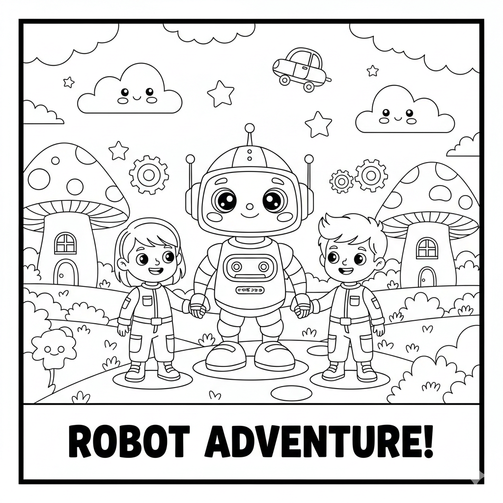 Kids Robot Coloring Page